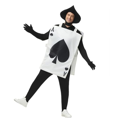 Qiancc Spielkarten Kostüm Pik Ass und Herz-Ass Cosplay Kostüm Poker Kostüm Herren Damen Familienspiel Karneval Halloween Party Outfits von Qiancc