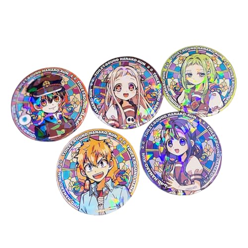 Qiancc Toilet-Bound Hanako-kun Abzeichen Yugi Tsukasa Yugi Amane Anime Brooch Pin 5-Stücke Legierung Bunte Rund Anstecknadel Broche Für Rucksack Kleidung Taschen 50mm von Qiancc