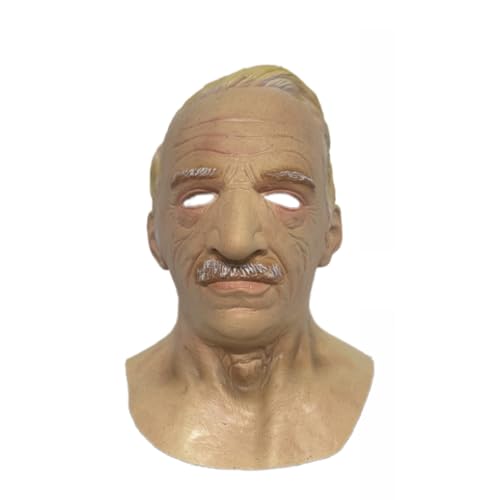 Halloween-Maske, Halloween-Kopfschmuck, echte menschliche Horror-Perücke, Party-Requisiten, Kopfbedeckung, realistische Falten (Gelb, Einheitsgröße) von Qianderer