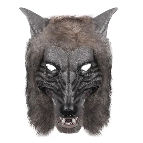 Halloween-Wolfsmaske, Tierwolf-Kopfmaske, Halloween-Vollkopfmaske, realistische Maske, lustige Verkleidungsmasken, Erwachsene, gruselige Maske für Halloween, Karneval, Kostüm, lustige Masken für von Qianderer