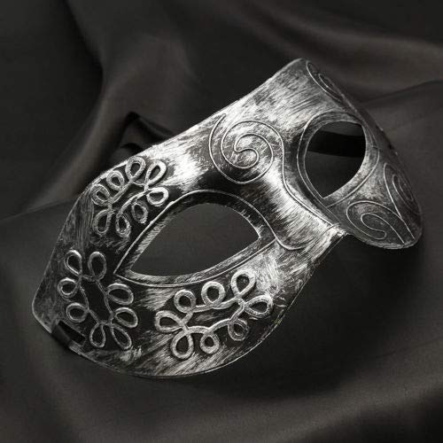 Qianderer Venezianische Herrenmaske, römisch, griechisch, Maske, Halloween-Kostüm, Kleid, Ball, Party-Dekoration, Zubehör, 18 x 9 cm (Silber, 18 x 9 cm) von Qianderer