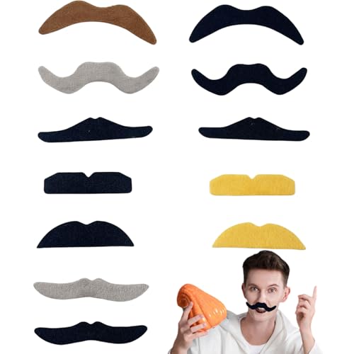 12 Stück Schnurrbart zum Ankleben,Fake Bärte,Schnauzer zum Ankleben,Bart Ankleben,Falscher Falsche,Party Schnurrbärte Detektiv,Kinder Mustache Kleben,Selbstklebende Set Beard,Klebebart von Qianfeng