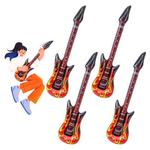 Luftgitarren Zum Aufblasen,Aufblasbare Gitarre,Aufblasbar Luftgitarre Rock,Kinder Party Gitarrendekor,Aufblasbarer Band Deko,Dekoration Fasching Gitarren,Flammen Musik Musikinstrumente A (4) von Qianfeng