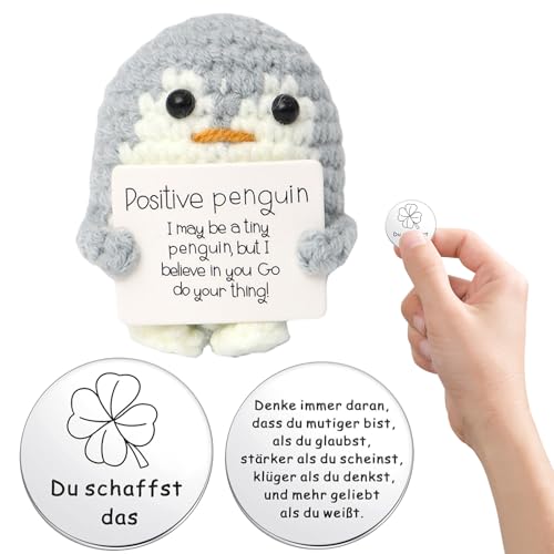 Qianfeng Pinguin,Pinguine,Geschenk Pocket Hug,Positive Geschenke Penguin,Aufmunterung Positiver Azubi,Beste Deutsch Freunde,Freundin Liebe,Mini Motivationsgeschenke Penguins von Qianfeng