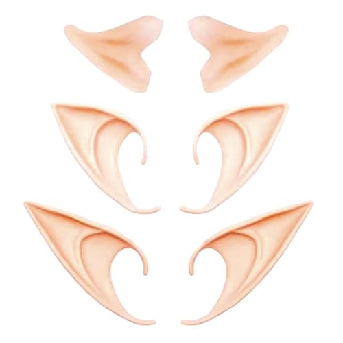 Qianfeng 3 Paar Elfenohren,Elfen Ohren,Cosplay Elf Ears,Pods Bar Damen,Elfbar Erwachsene Feen,Feenohren Halloween-Paare Headpiece Kinder,Weiche Zubehör von Qianfeng