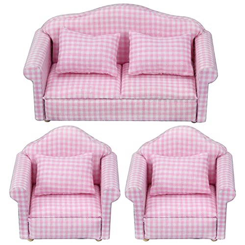 Qianly 1/12 Puppenstubenmöbel Lange Sofa Couch Miniatur Zubehör Schwarz, Rosa, wie beschrieben von Qianly