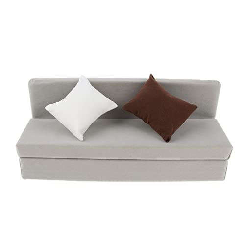 Qianly 1/6 Möbel Zubehör für Action Figuren Mini Sofa mit Zwei Kissen, Grau von Qianly