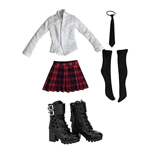 Qianly 1/6 Schulmädchenuniform Und Stiefel für 12'' Actionfiguren, Weibliches Accessoire von Qianly