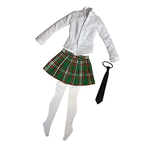 Qianly 1/6 Student Uniform Shirt Rock Set für 12 "Action Female Body, Grünes Plaid von Qianly