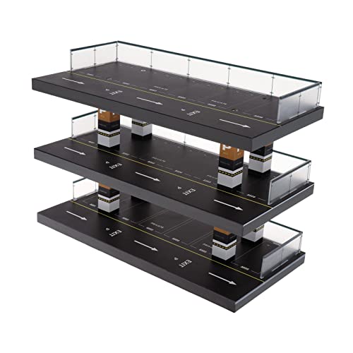 Qianly 1/64 Modellauto Vitrine mit Parkplatz für Druckgussfahrzeuge, Schwarz, 3 Etagen von Qianly