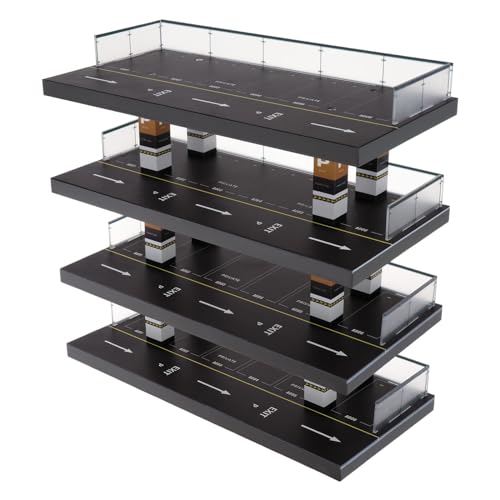 Qianly 1/64 Modellauto Vitrine mit Parkplatz für Druckgussfahrzeuge, Schwarz, 4 Etagen von Qianly