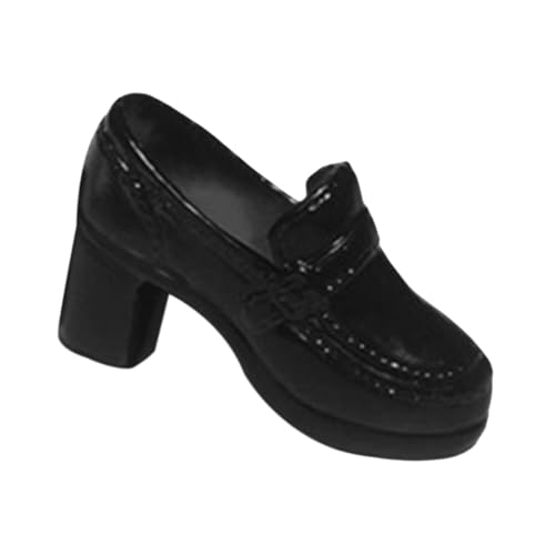 Qianly 1:6 Skala Schulmädchen Schuhe PU Schuhe Mode Miniatur Modell Puppe Uniform Schuhe für 12 "Puppe Modell Action Figuren ACCS, Schwarz von Qianly