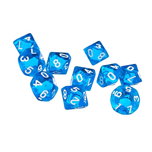 Qianly 10 Stück D10 Würfel für Rollenspiele, Blau von Qianly