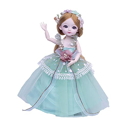 Qianly 12 Zoll 1/6 BJD Puppe Prinzessin Mädchen mit Komplettem Make Up Kleid, Grünes Kleid, 31cm von Qianly