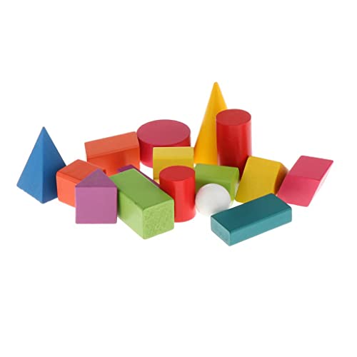 Qianly 16er Pack Formen, Geometrische Körper, Holzspielzeug, Lernspielzeug für Kinder von Qianly