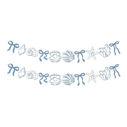 Qianly 2 Stück Papier Hängedekoration Sommer Banner Muschel Girlande Stern Dekoration mit Sommerlichen Elementen Aus Papier für Wohnzimmer Balkon Meeresthem, Blau Qianly 2 Stück Papier Hängedekoration Sommer Banner Muschel Girlande Stern Dekoration mit Sommerlichen Elementen Aus Papier für Wohnzimmer Balkon Meeresthem, Blau von Qianly