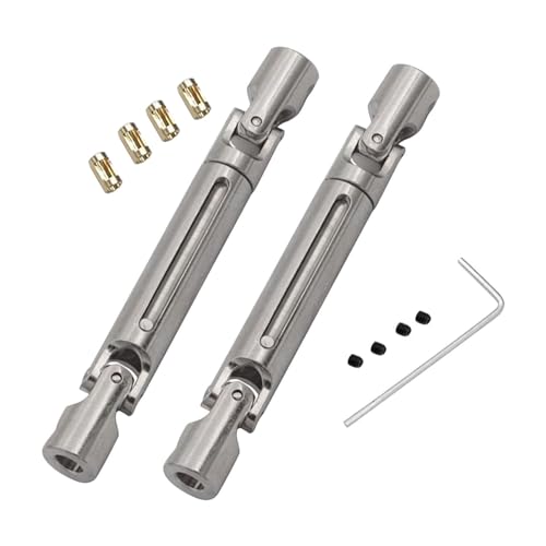 Qianly 2 Stück RC Auto Antriebswelle Universal Antriebswelle DIY 69mm 93mm mit Schrauben 1/12 Metall Antriebswellen für MN82 ACCS Ersatz, Silber von Qianly