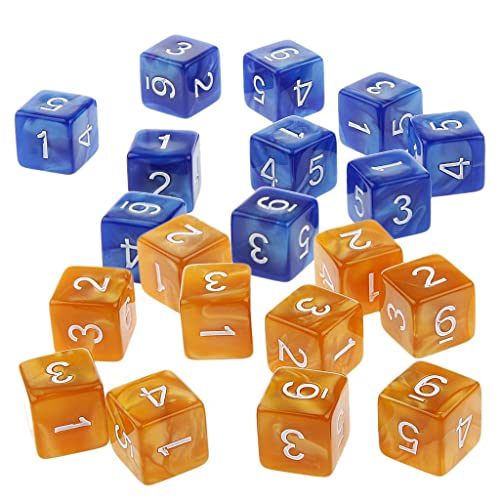 Qianly 20Piece Six Sided Dice D6 Zum Spielen von RPG Party Game, Kaffee und Blau von Qianly