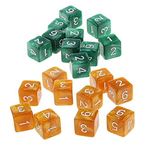 Qianly 20Piece Six Sided Dice D6 Zum Spielen von RPG Party Game, Kaffee und Grün von Qianly