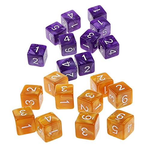 Qianly 20Piece Six Sided Dice D6 Zum Spielen von RPG Party Game, Kaffee und Lila von Qianly