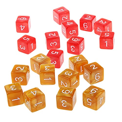 Qianly 20Piece Six Sided Dice D6 Zum Spielen von RPG Party Game, Kaffee und Rot von Qianly