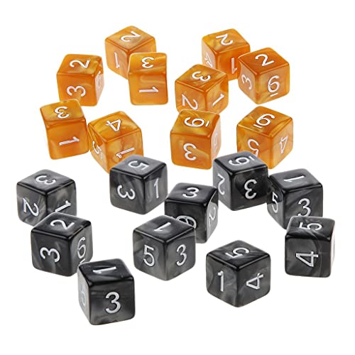 Qianly 20Piece Six Sided Dice D6 Zum Spielen von RPG Party Game, Kaffee und Schwarz von Qianly