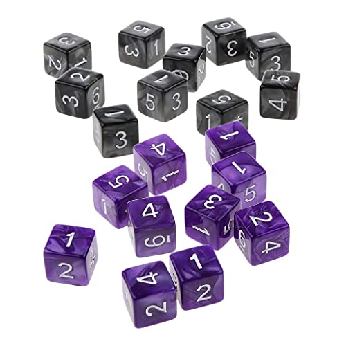 Qianly 20Piece Six Sided Dice D6 Zum Spielen von RPG Party Game, Lila und Schwarz von Qianly