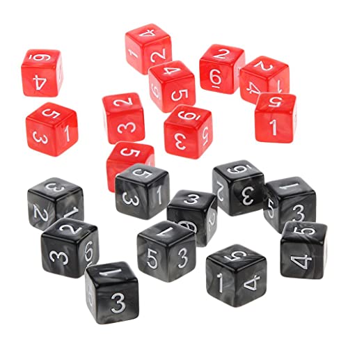 Qianly 20Piece Six Sided Dice D6 Zum Spielen von RPG Party Game, Rot und Schwarz von Qianly