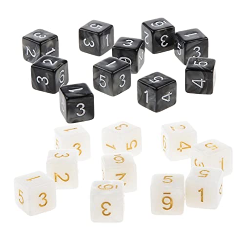 Qianly 20Piece Six Sided Dice D6 Zum Spielen von RPG Party Game, Schwarz und weiß von Qianly