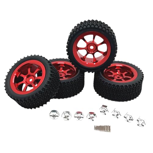 Qianly 4 Stück RC Räder Und Reifen für Wltoys 1/14 Crawler Auto, Ersatzteile für RC Fahrzeuge, Rot von Qianly