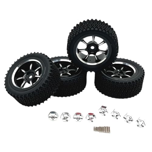 Qianly 4 Stück RC Räder Und Reifen für Wltoys 1/14 Crawler Auto, Ersatzteile für RC Fahrzeuge, Schwarz von Qianly