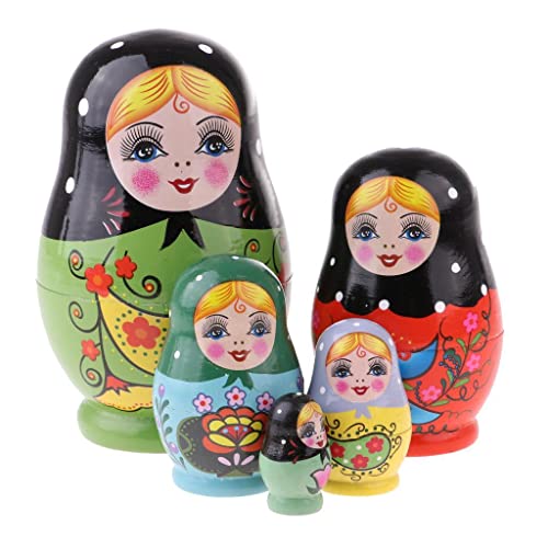 Qianly 5 Stück Russische Hölzerne Nesting Dolls für Junge Kinder Geschenke Grün von Qianly