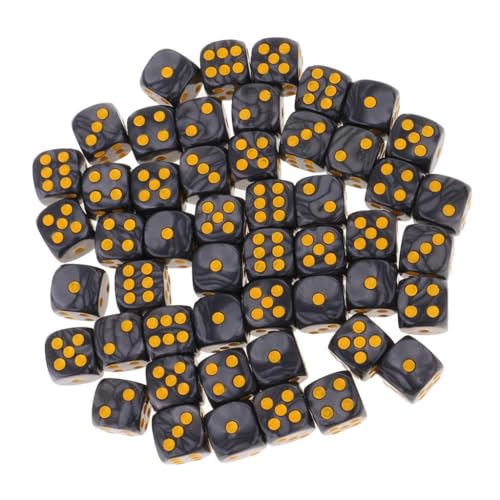 Qianly 50 Teiliges/Set D6 Round Corner Dice 16mm für Party Rollenspielspielzeug, Schwarz von Qianly