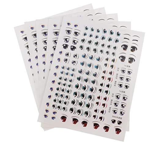 Qianly 5X Licht DIY Cartoon Spielzeug Augen Aufkleber Wasser Decals für Clay Doll, 15 x 11,5 cm von Qianly