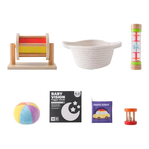 Qianly 7 stück Montessori Rassel Musik Set Holz Spielzeug Rasseln Musical Spielzeug für Baby Kinder von Qianly