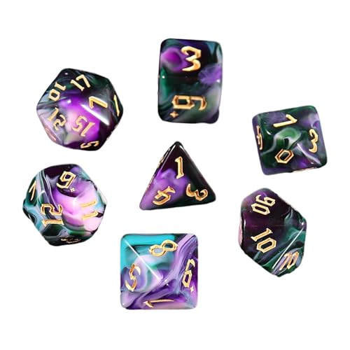 Qianly 7X Acrylwürfel Polyedrisches Würfelset Brettspiel, Mehrseitige Würfel D4 D8 D10 D12 D20 für RPG Kartenspiele, Rosa von Qianly