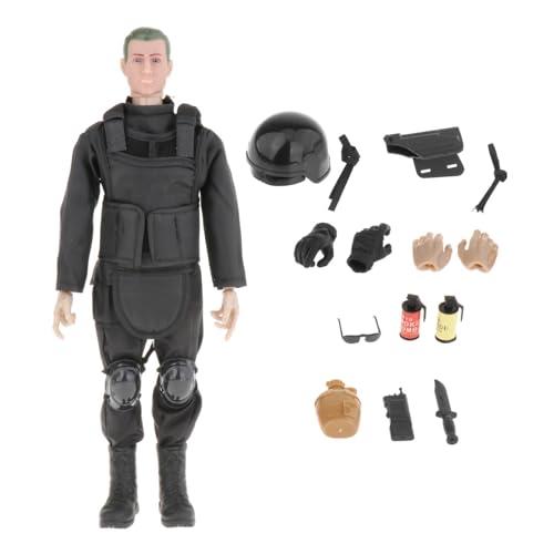 Qianly Actionfiguren Set für Kinder mit Zubehör, Soldaten Spielzeug, Schwarz von Qianly