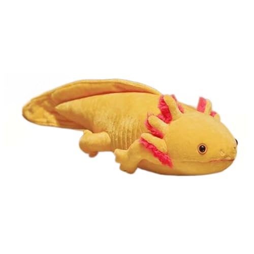 Qianly Axolotl Plüschtier, Axolotl Stofftier, Heimdekoration, 45 cm Weiches Axolotl Stoffkissen für Jungen, Mädchen, Teenager, Geschenke, Gelb von Qianly