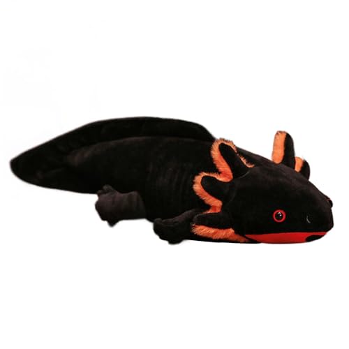 Qianly Axolotl Plüschtier, Axolotl Stofftier, Heimdekoration, 45 cm Weiches Axolotl Stoffkissen für Jungen, Mädchen, Teenager, Geschenke, Schwarz von Qianly