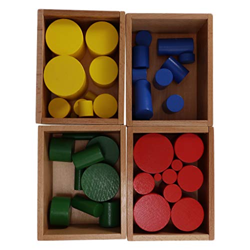 Qianly Box mit 4 Sets Holzknauflose Zylinder Montessori Sensorial Materials von Qianly