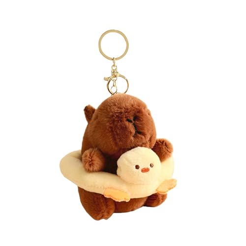 Qianly Capybara Plüsch Schlüsselanhänger, Süß, Capybara Schlüsselanhänger, Rucksack/Geldbörsen Anhänger, Puppen, Tragbare Capybara Stofftiere für Kinder, Ente von Qianly