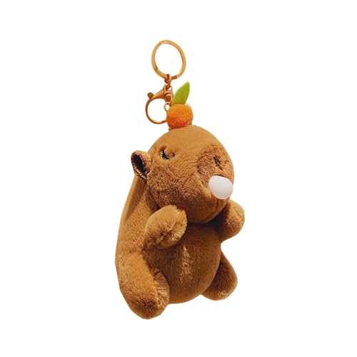 Qianly Capybara Plüsch Schlüsselanhänger, Süß, Capybara Schlüsselanhänger, Rucksack/Geldbörsen Anhänger, Puppen, Tragbare Capybara Stofftiere für Kinder, Persimmon von Qianly