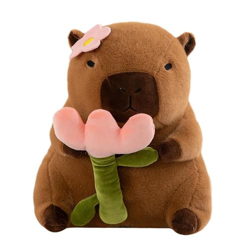 Qianly Capybara Plüschtier, 53 cm, Realistisches Capybara Plüschtier, Capybara Plüschpuppe für Erwachsene Und Kinder, Blume von Qianly