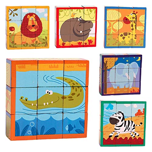 Qianly Cartoon Puzzle mit Blöcken, Tiermuster, Puzzle für Kinder von Qianly