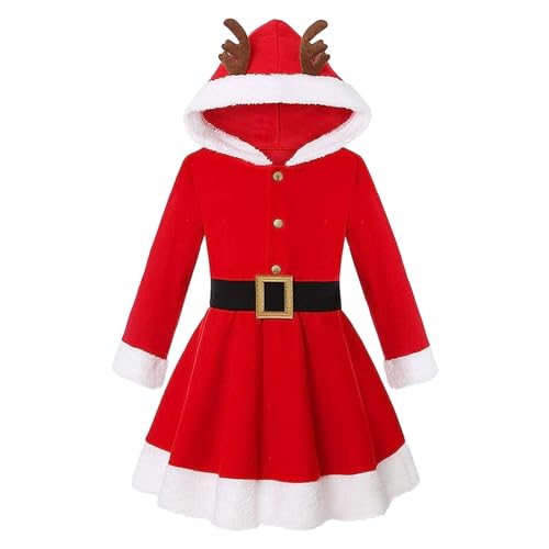 Qianly Elch Kostüm für Damen Und Mädchen, Weihnachtskleid mit Kapuze, Festliche Outfits, 100CM von Qianly