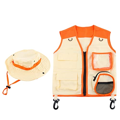 Qianly Entdecker-Kostümset für Kinder mit Weste und Hut, Orange von Qianly