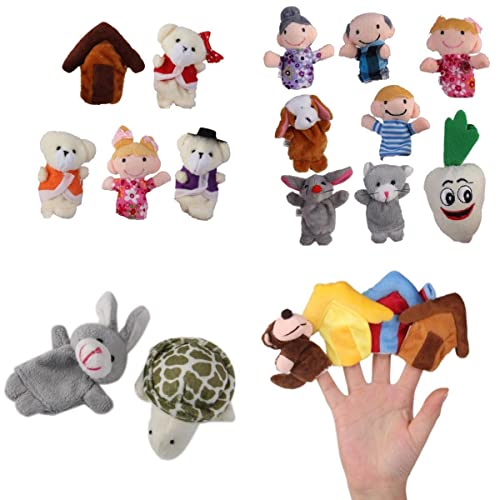 Qianly Fingerpuppen Set 24 Teile Hase Schildkröte Plüschspielzeug, Mehrfarbig9 von Qianly