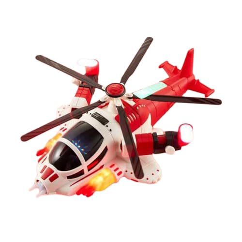 Qianly Flugzeugspielzeug, Flugzeug mit Lichtern Und Musik, Modellflugzeuge, Hubschrauber, Flugzeugspielzeug für Kinder, Jungen Und Mädchen, Weihnachtsgeschen, Rot von Qianly