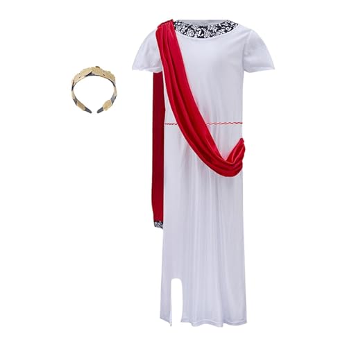 Qianly Griechisches Toga-Kostüm für Kinder und Mädchen, Kleid Einer griechischen Göttin für Bühnenauftritte, weiß, 140cm von Qianly