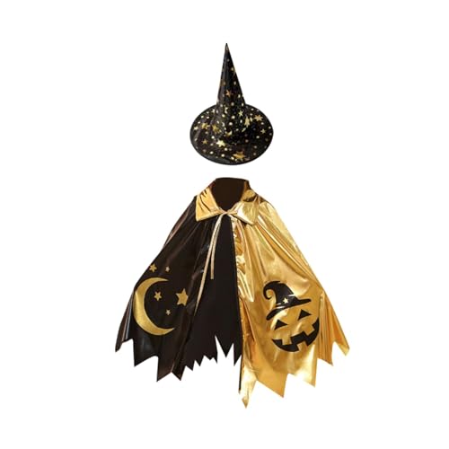 Qianly Halloween Kinder Zauberer Umhang Und Hut Set Cape für Festivals Kostüm von Qianly